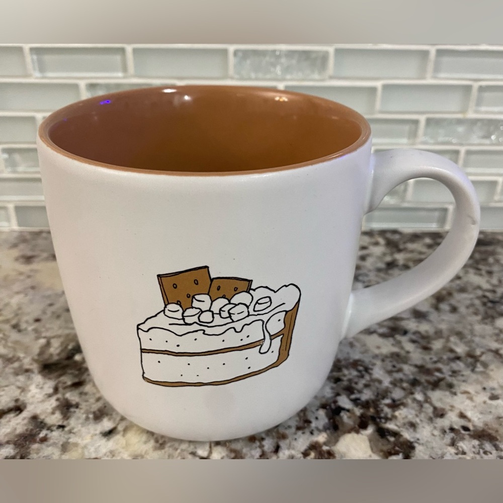 Cozy White and Brown Mug with Dessert Design